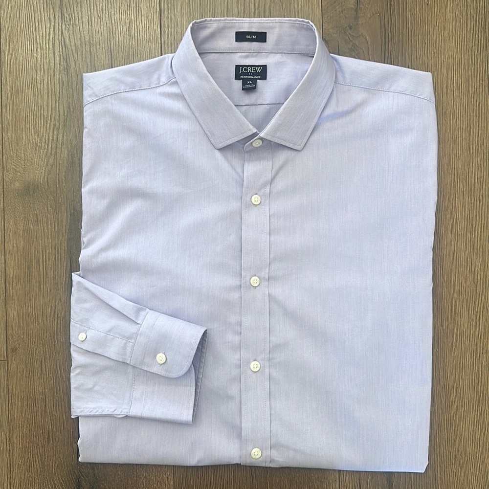 J Crew Slim Bowery Performance Mens Dress Shirt with Spread Collar Slim XL NWOT - Picture 2 of 5